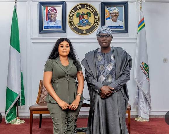 Sarah Martins Beams With Joy As She Meets Lagos State Governor 